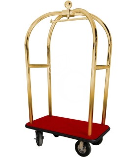 Carro portaequipaje con perchero de acero latonado - L 1100 mm x P 620 mm x A 1980 mm