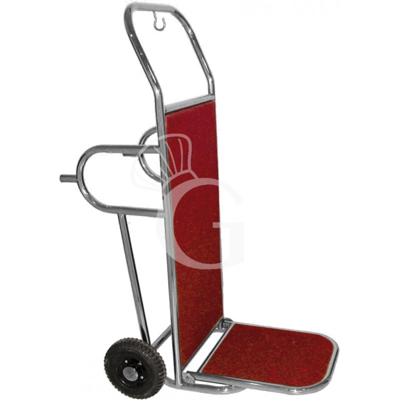 Carro maletero plegable de acero inoxidable con pies de apoyo