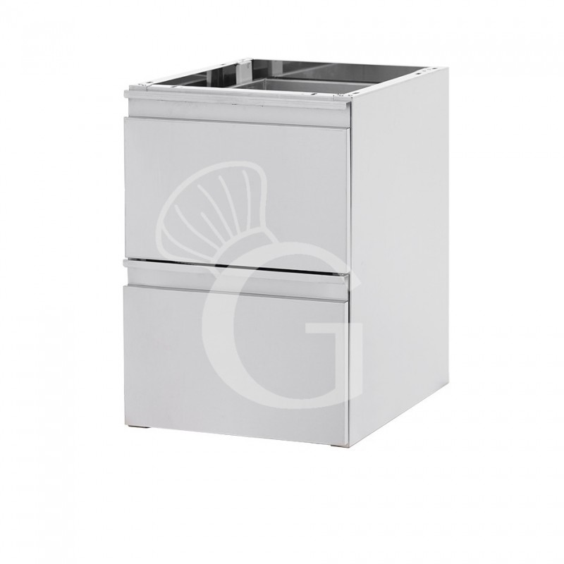 Kit cajones para mesa inox - equipada con 2 cajones, L 400 x P 585 x H 580 mm