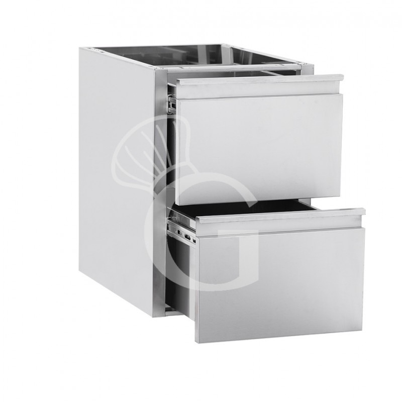 Kit cajones para mesa inox - equipada con 2 cajones, L 400 x P 585 x H 580 mm