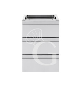 Modulo 3 cajones de acero inoxidable L 400 x P 685 x A 540 mm