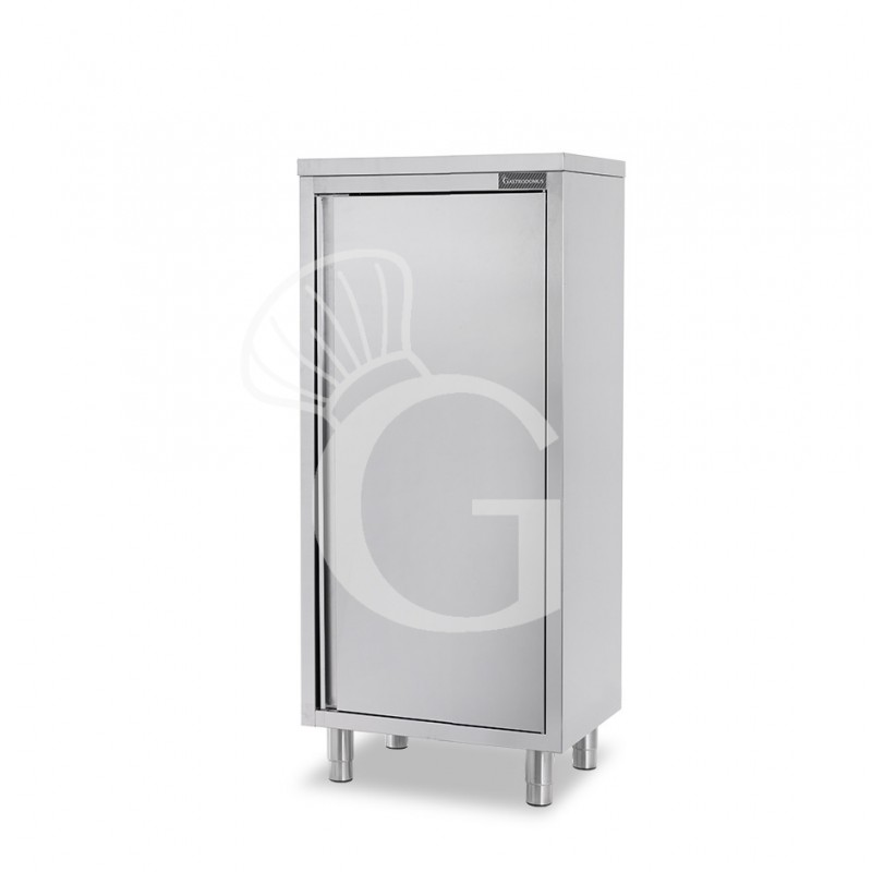 Armario de acero inoxidable con 1 puerta batiente, 2 estantes, L 600 mm x P 600 mm x A 1500 mm
