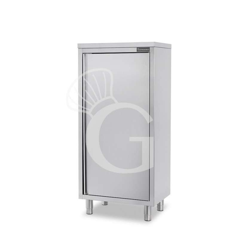 Armario de acero inoxidable con 1 puerta batiente, 2 estantes, L 700 mm x P 600 mm x A 1500 mm
