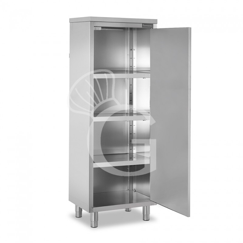 Armario de acero inoxidable con 1 puerta batiente, 3 estantes, L 600 x P 500 x A 1800 mm