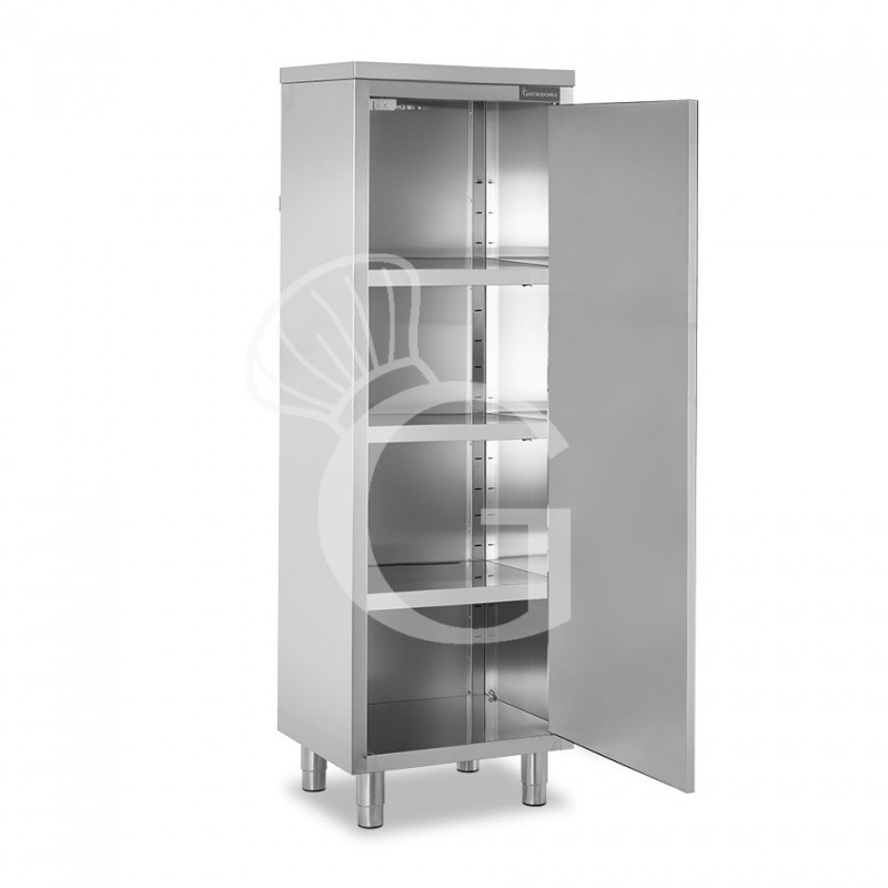 Armario de acero inoxidable con 1 puerta batiente, 3 estantes, L 500 mm x P 700 mm x A 1800 mm
