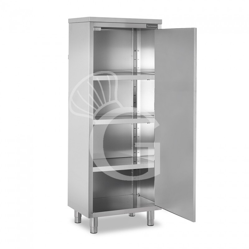 Armario de acero inoxidable con 1 puerta batiente, 3 estantes, L 700 x P 500 x A 1800 mm