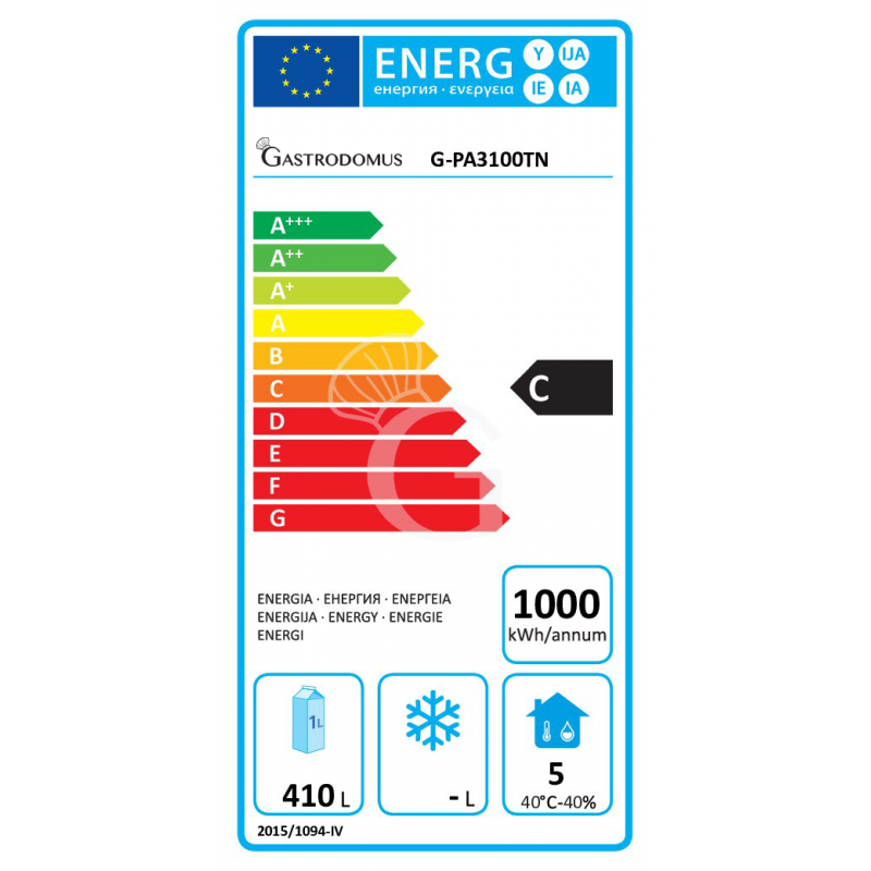 Mesa Refrigerada para Pastelería 3 puertas 600 x 400 mm, con superficie en inox, -2°C/+8°C, clase energética C.