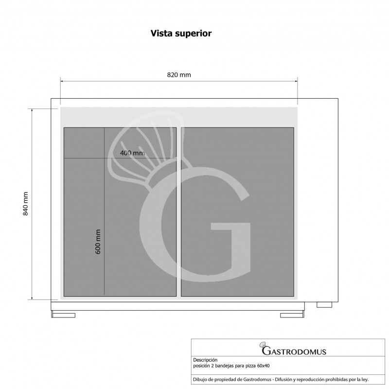 Horno eléctrico puerta de cristal 2 bandejas 600x400 ó 4 pizzas Ø 400mm 1 cámara con control mecánico