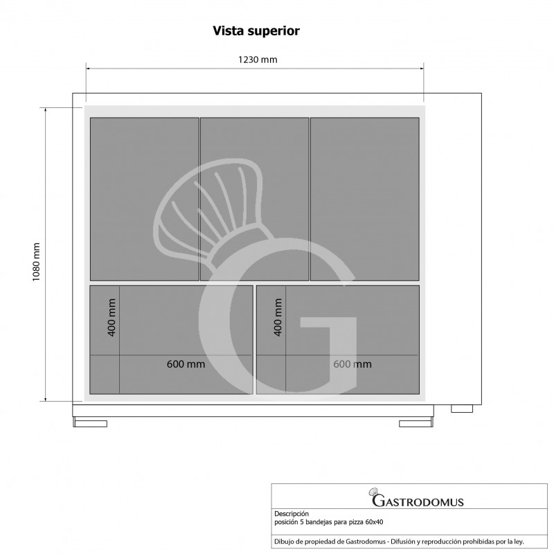 Horno eléctrico puerta de cristal 10 bandejas 600 x 400  ó 18 pizzas díametro 350 mm 2 cámaras control mecánico