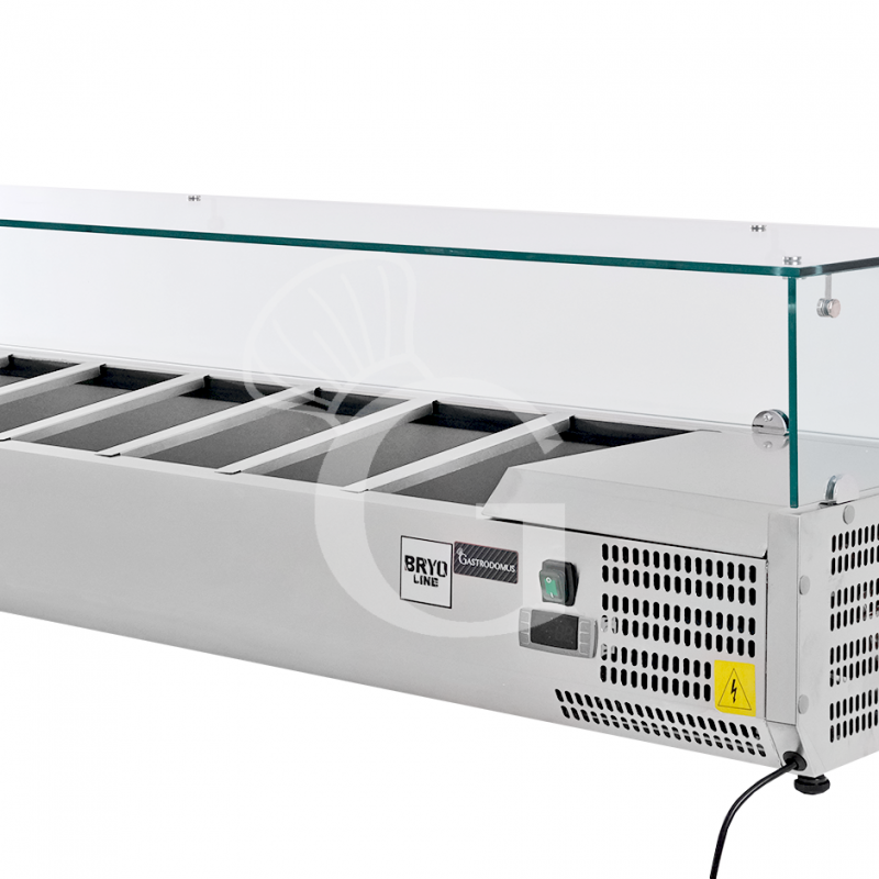 Vitrina Refrigerada para pizzería, Longitud 1800 mm, Capacidad 8 Cubetas GN1/3
