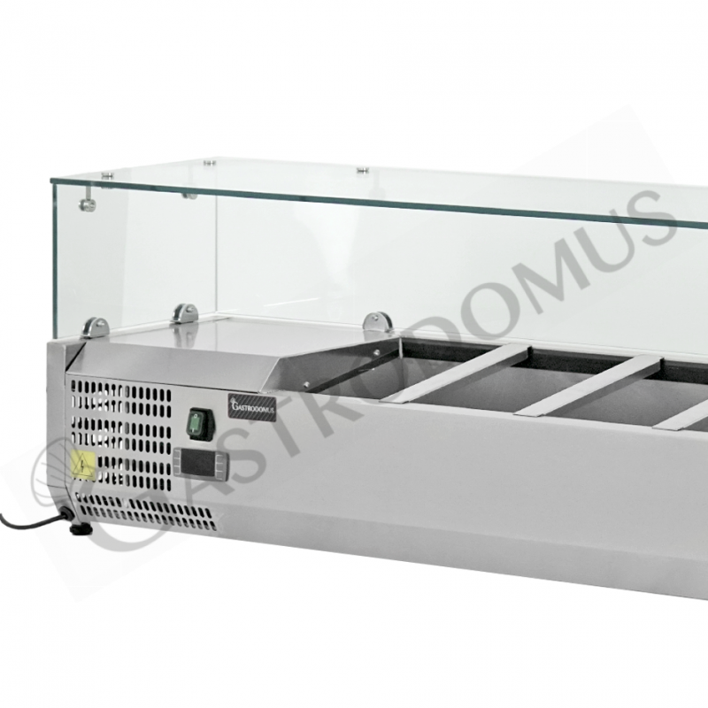 Vitrina Refrigerada horizontal para ingredientes, motor a la izquierda, L 1800 mm, Capacidad 8 Cubetas GN1/3