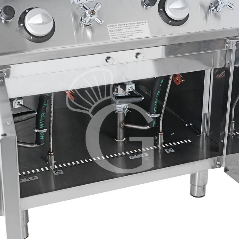 Cocedor de pasta profesional de gas 2 cubas 40 LT+40 LT L 800 mm x P 900 mm x A 870 mm