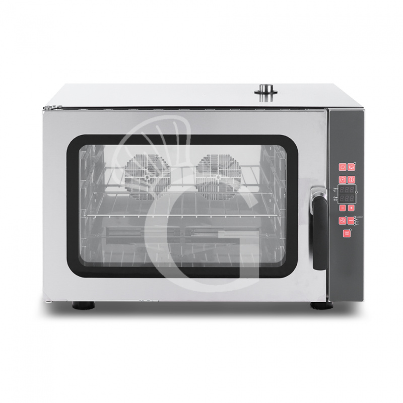 Horno eléctrico de convección para gastronomía, humidificador, control electrónico, trifásico, 4 bandejas GN 1/1 530x325mm