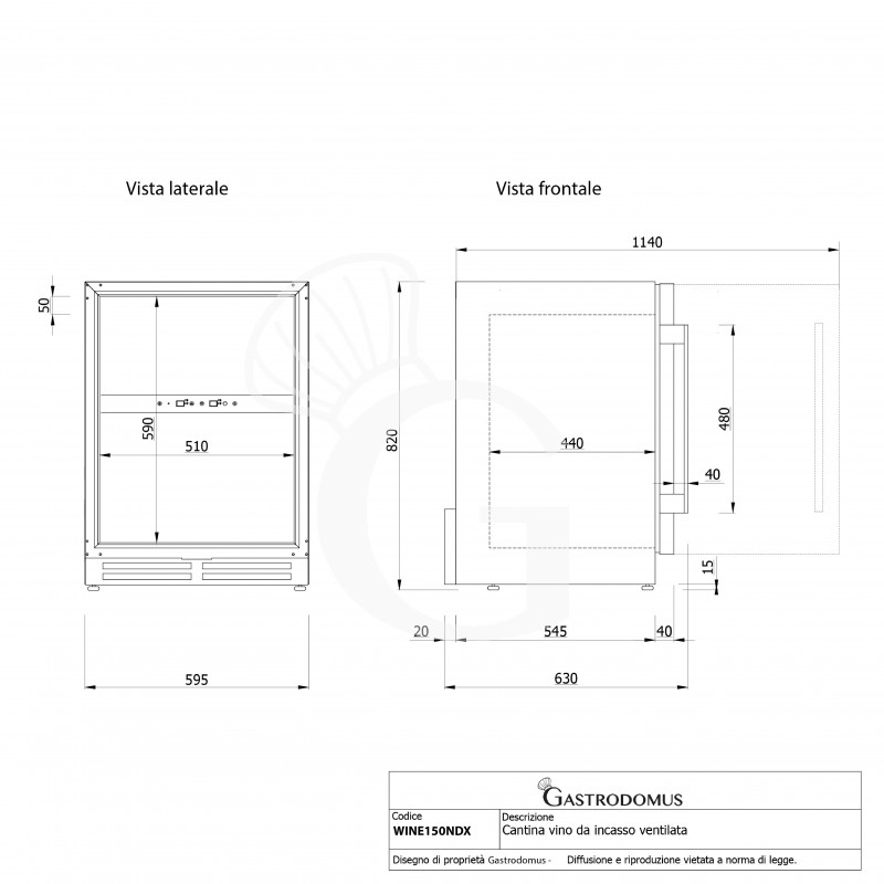 Vinoteca ventilada doble temperatura puerta de acero inoxidable 150 L 4 estantes 34 botellas – +5°C / +12°C y +12°C / +22°C