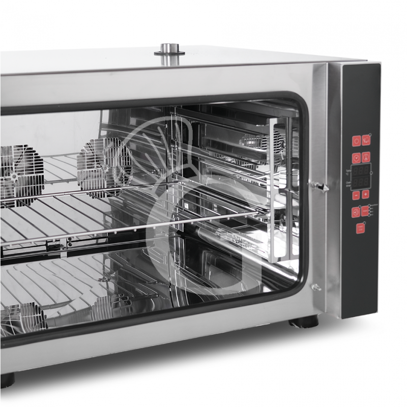 Horno eléctrico de convección para gastronomía, humidificador, control electrónico, trifásico, 4 bandejas GN 1/1 530x325mm
