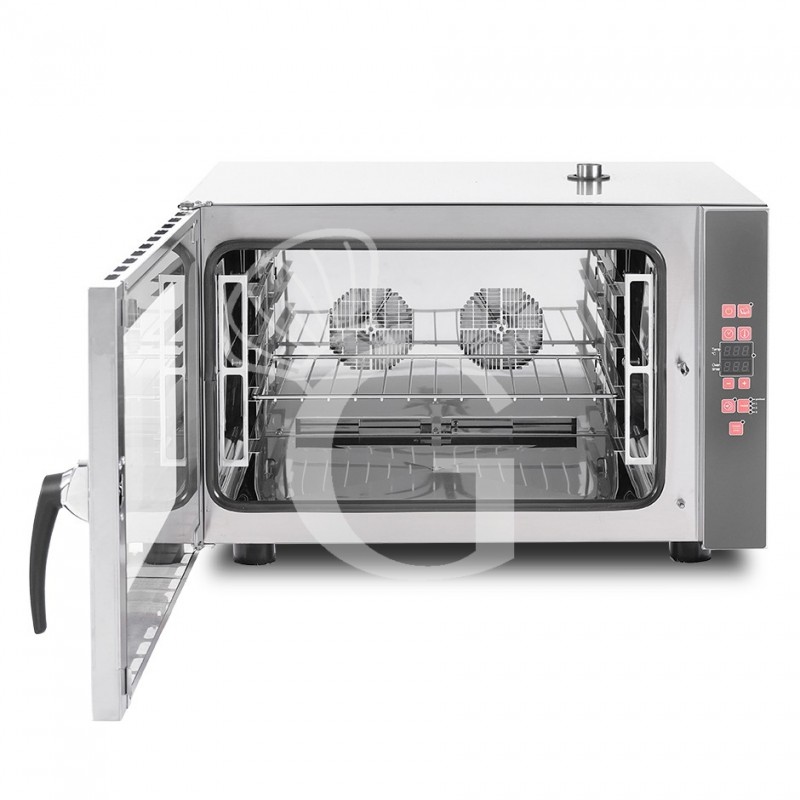 Horno eléctrico de convección para gastronomía, humidificador, control electrónico, trifásico, 4 bandejas GN 1/1 530x325mm