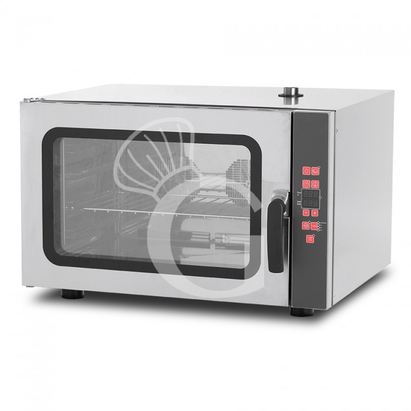 Horno eléctrico de convección para gastronomía, humidificador, control electrónico, trifásico, 4 bandejas GN 1/1 530x325mm