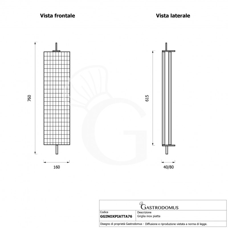 Rejilla de acero inoxidable para asador L 760 mm