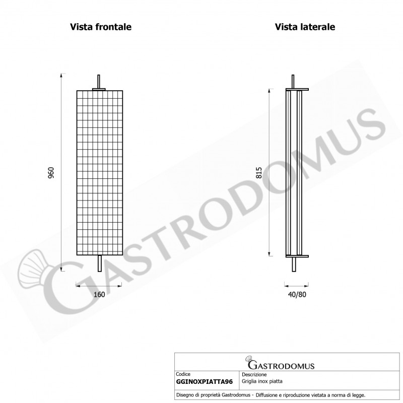 Rejilla de acero inoxidable para asador L 960 mm