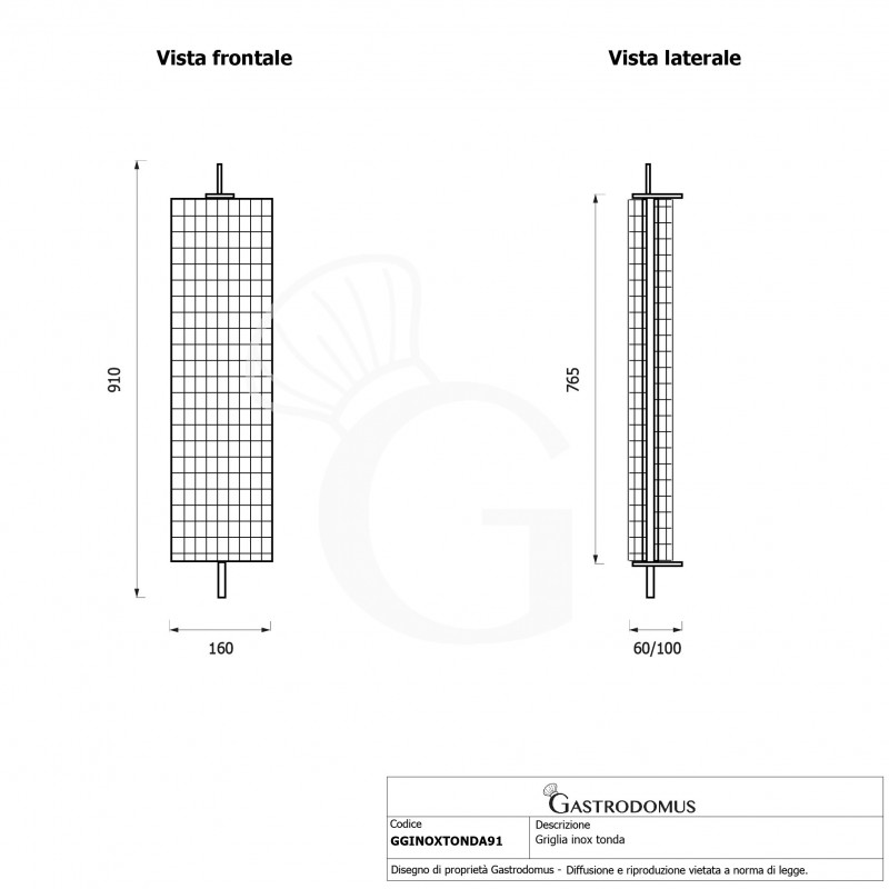 Rejilla de acero inoxidable para asador L 910 mm