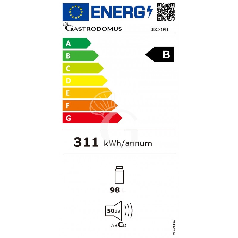 Expositor de bebidas ventilado 1 puerta abatible 98 LT - temperatura 0°C/+10°C
