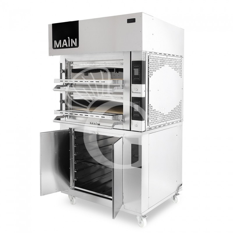 HORNO ELECTRICO CONTROL TOUCH PARA 4+4 PIZZAS DIAMETRO 350, 2 CAMARAS 14.4KW – CAMPANA CONDENSACION INOX – CAMARA FERMENTADORA