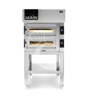 HORNO ELECTRICO CONTROL TOUCH PARA 4+4 PIZZAS DIAMETRO 350, 2 CAMARAS 14.4KW – CAMPANA CONDENSACION– SOPORTE (SIN RUEDAS)