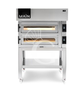 HORNO ELECTRICO CONTROL TOUCH PARA 6+6 PIZZAS DIAMETRO 350, 2 CAMARAS 24.4KW – CAMPANA CONDENSACION INOX – SOPORTE ( SIN RUEDAS)