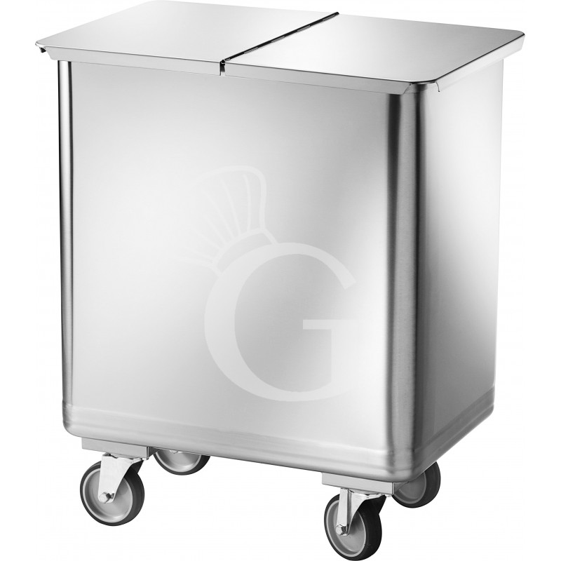 Tolva para harina de acero inoxidable satinado sobre ruedas con separador interno 115 LT