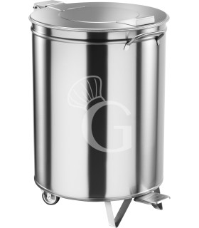 Cubo de basura sobre ruedas con pedal de acero inoxidable diámetro 460 mm 100 LT