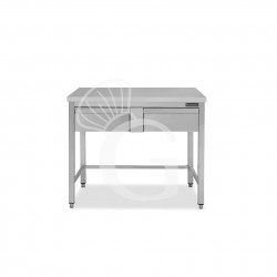 Mesa de trabajo de acero inoxidable con 2 cajones con dimensiones L 1100 mm x P 700 mm x A 850 mm
