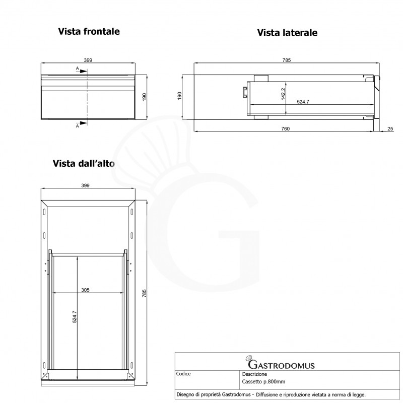 Mesa de acero inoxidable con 4 cajones L 2000 mm x P 800 mm x A 850 mm