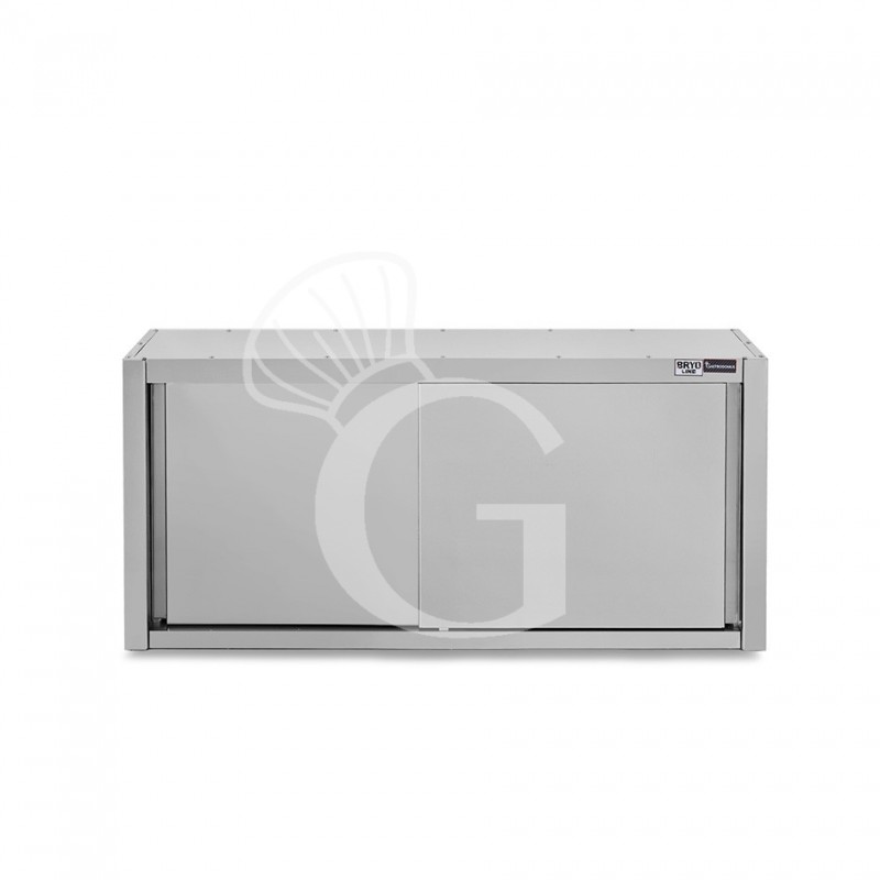 Armario de pared de acero inoxidable con escurridor, puertas correderas, 1 estante perforado, L 1600 mm x P 400 mm x A 800 mm