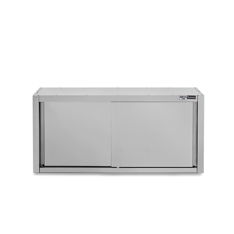 Armario de pared de acero inoxidable con escurridor, puertas correderas, 1 estante perforado, L 1600 mm x P 400 mm x A 800 mm