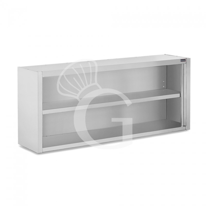 Armario de pared en acero inoxidable abierto con 1 estante, L 1800 mm x P 400 mm x H 800 mm