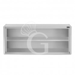 Armario de pared en acero inoxidable abierto con 1 estante, L 2000 mm x P 400 mm x H 800 mm