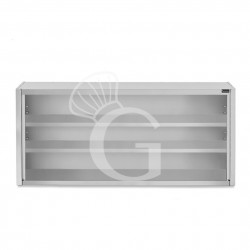 Armario de pared en acero inoxidable abierto con 2 estantes, L 1900 mm x P 400 mm x H 1000 mm
