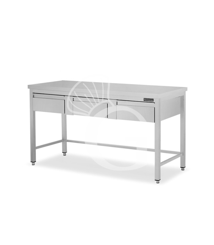 Mesa de acero inoxidable, 3 cajones, L 1700 mm x P 700 mm x H 850 mm.