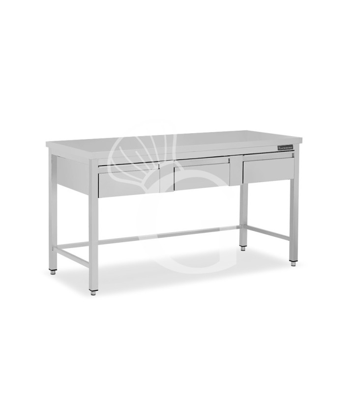 Mesa de acero inoxidable, 3 cajones, L 1700 mm x P 700 mm x H 850 mm.