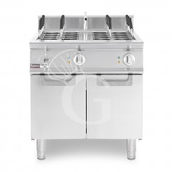 Cocedor de pasta profesional eléctrico sobre mueble cerrado, prof. 900 mm -2 cubas, 40L + 40L, 24 KW