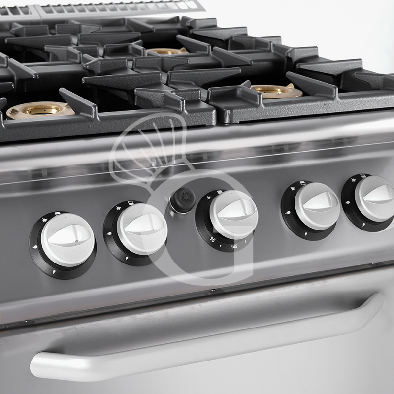 Cocina de gas profesional con 4 fuegos horno de gas, profundidad 900 mm