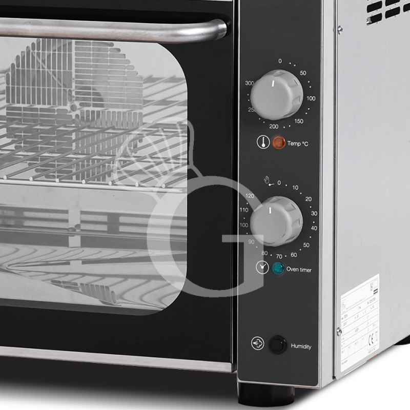 Horno eléctrico de convección para pastelería con humidificador, controles mecánicos, monofásico para 3 bandejas 600x400 mm