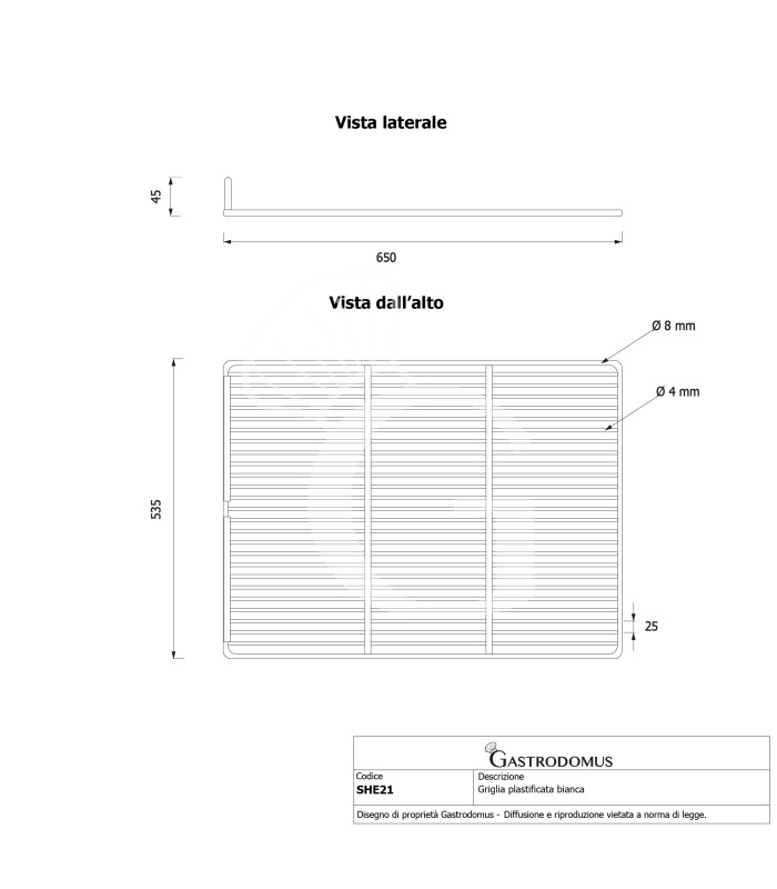 Rejilla plastificada - L 535 mm x P 650 mm