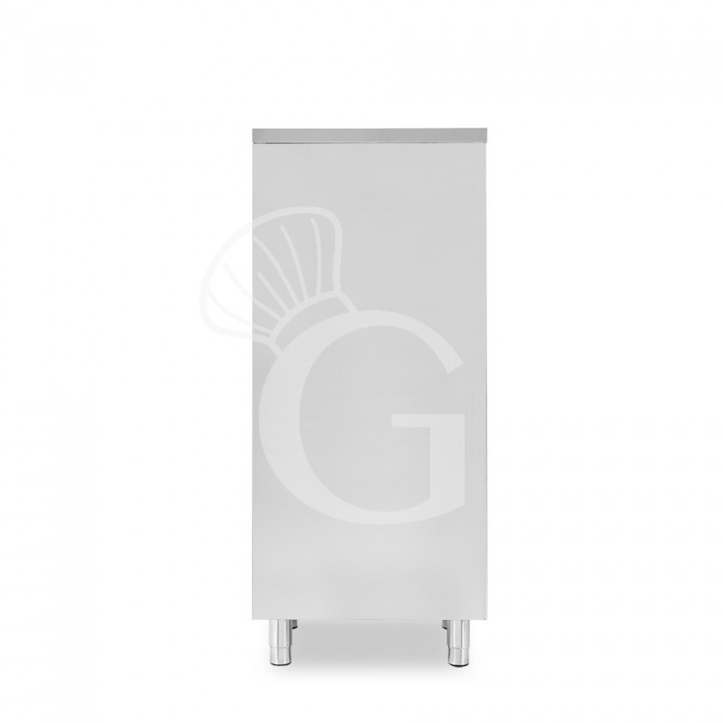 Armario de acero inoxidable con 1 puerta batiente, 2 estantes, L 600 mm x P 500 mm x A 1500 mm