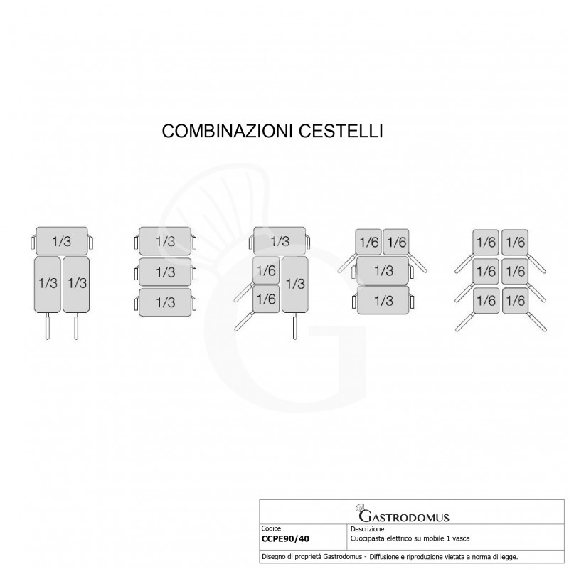 Cocedor de pasta eléctrico profesional 1 cuba - 40 LT - L 400 mm x P 900 mm x A 870 mm