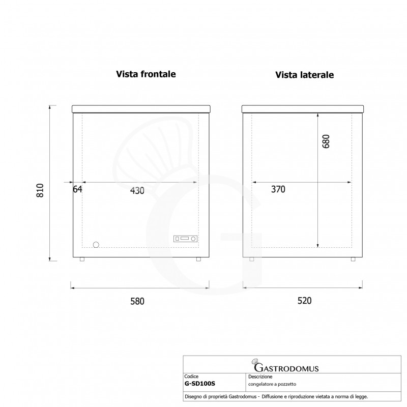 Arcón Congelador estático 97 LT -18°C puerta de vidrio clase de eficiencia energética C