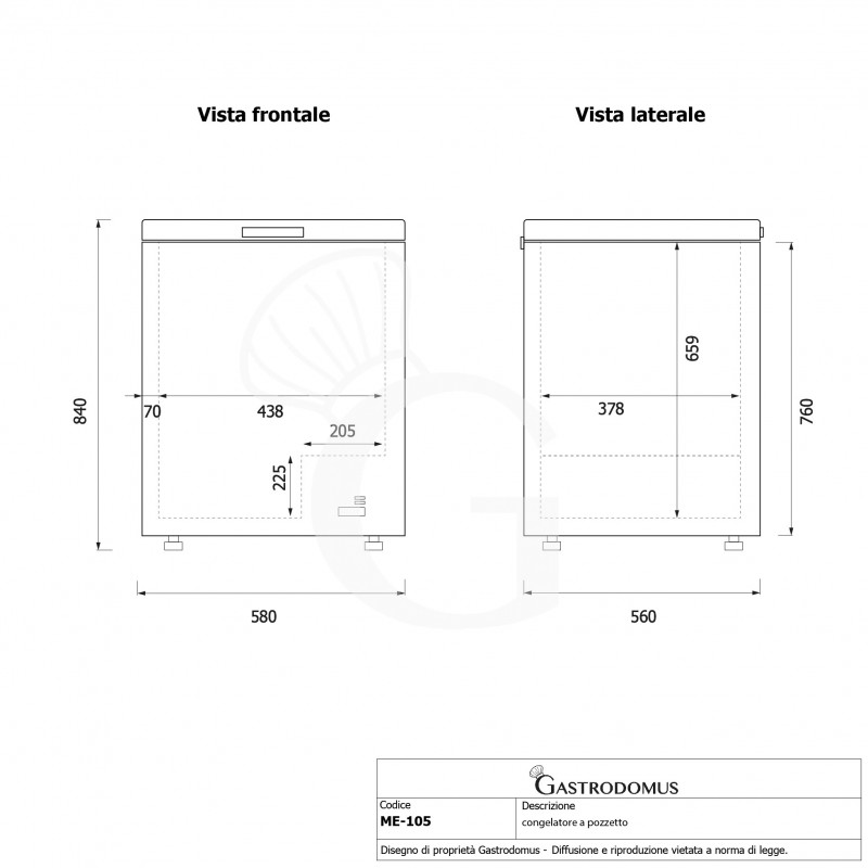Arcón congelador estático 97 LT -18°C Clase de eficiencia energética F