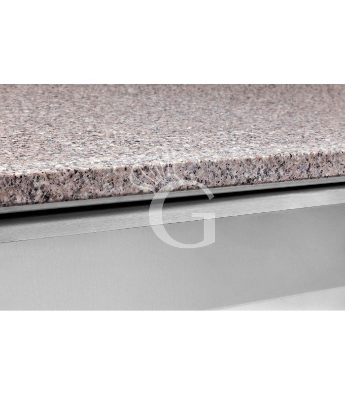 Mesa pizza refrigerada granito, 1 puerta, 7 cajones, vitrina 5 GN 1/3 + 1 GN 1/2, motor izq., 210 L