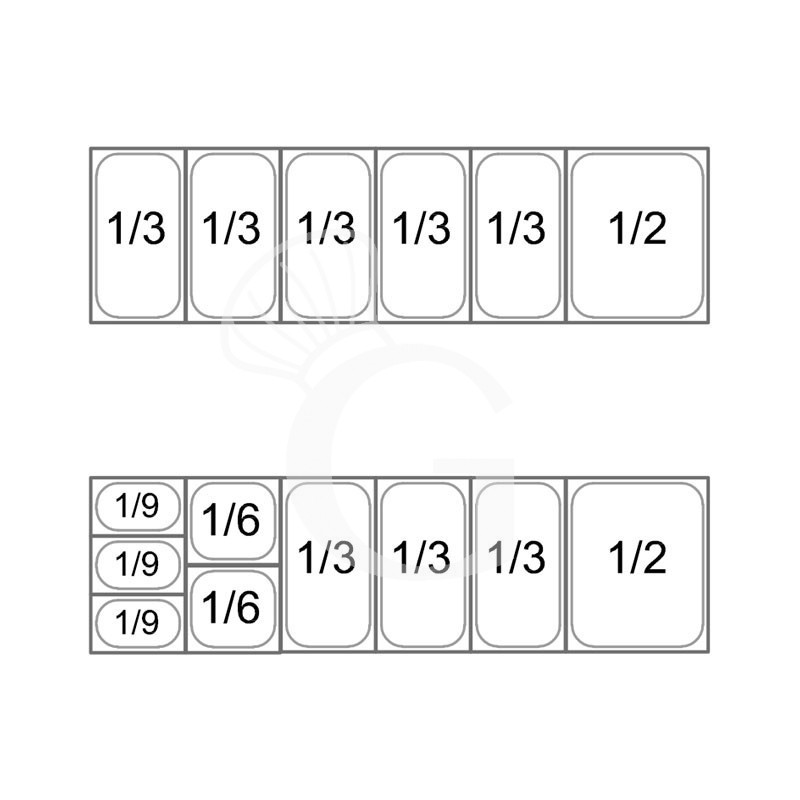 copy of Banco Pizza 600x400 1 porta 7 cassetti vetrina 5 bacinelle GN1/3 + 1 GN1/2 210 LT