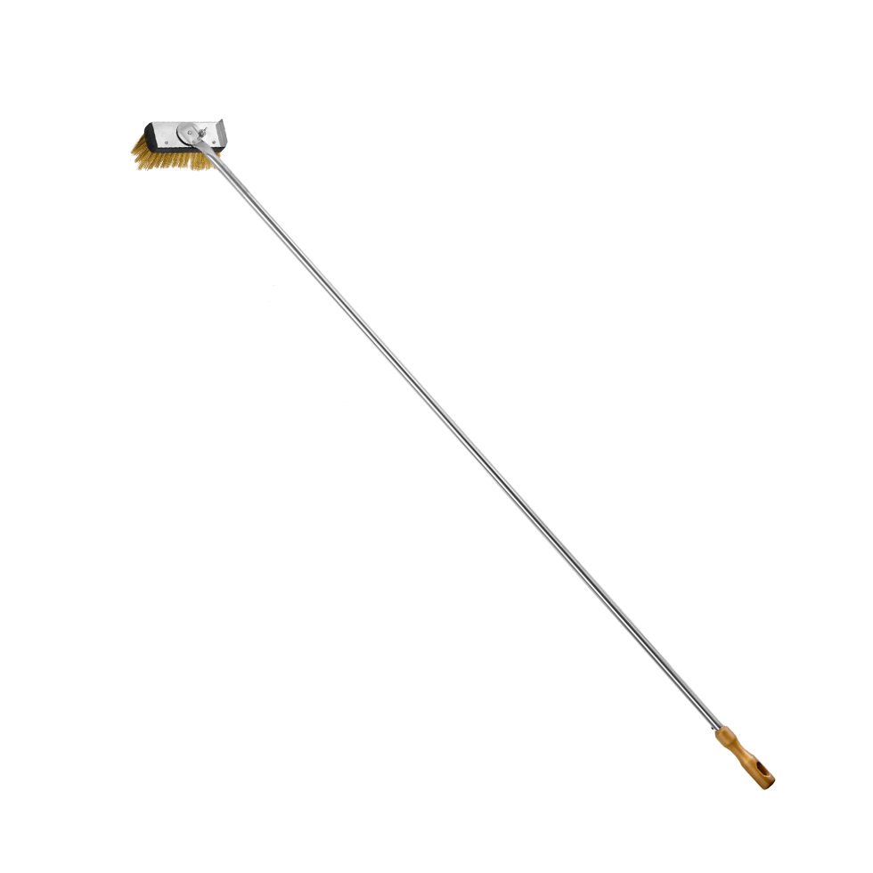 Cepillo giratorio de latón para horno de leña, dimensiones 55 X 90 X A 1700 mm.